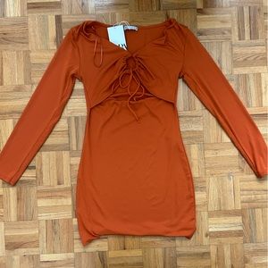 Burnt orange, long sleeve Zara dress 🍊